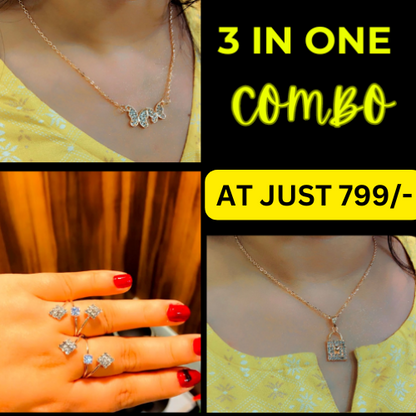 Exclusive 3 in 1 Combo: Set of 2 Pendant Necklaces, 2 Stylish finger Rings at Just ₹799 🔥FOR 100 CUSTOMERS ONLY 🔥